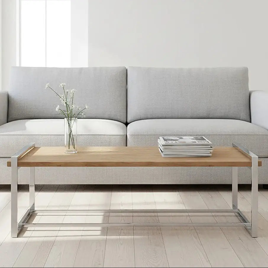 NaturaL Rectangular Coffee Table with Recycled Elm Wood Top, Menteng