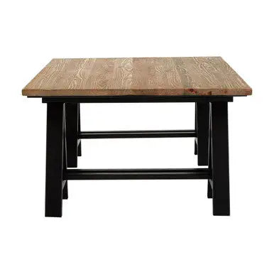 Natural Rectangular Pine Wood Coffee Table with Black Metal A-Frame Legs, Hampstead