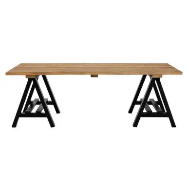Natural Rectangular Pine Wood Coffee Table with Black Metal A-Frame Legs, Hampstead