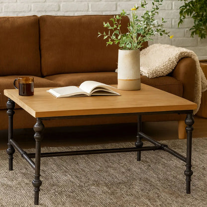 Natural Square Coffee Table with Fir Wood Top, Tribeca