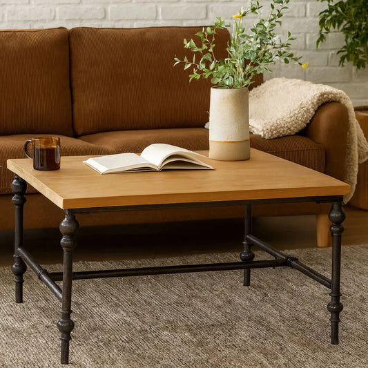 Natural Square Coffee Table with Fir Wood Top | Tribeca