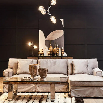 Natural Wood and Clear Glass Top Coffee Table with Silver U-Shaped Metal Legs, Kerala