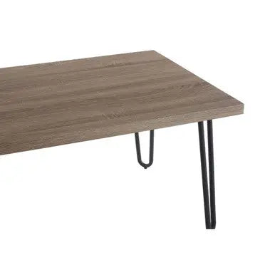 Natural Wood Effect Veneer Coffee Table with Black Metal Hairpin Legs, Borough