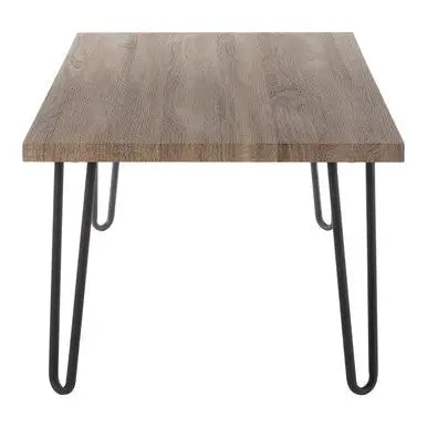 Natural Wood Effect Veneer Coffee Table with Black Metal Hairpin Legs, Borough
