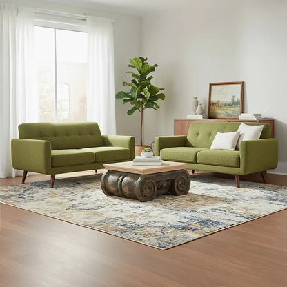 Natural Wood Top Coffee Table with Distressed Charcoal Grey Ornate Base, Pompeii