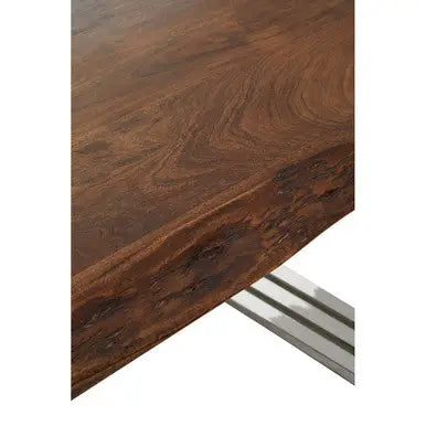 Natural Wood Top Coffee Table with Silver Stainless Steel Looped Base, Hampstead
