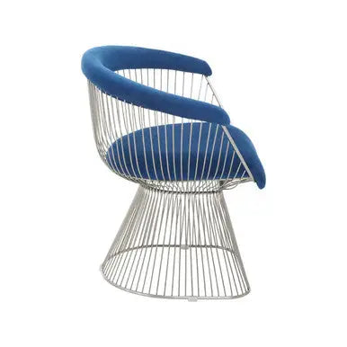 Navy Blue Velvet and Brushed Silver Chair | Anzio