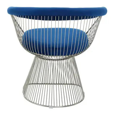 Navy Blue Velvet and Brushed Silver Chair | Anzio