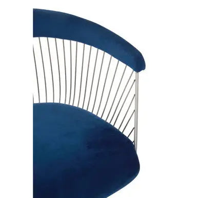 Navy Blue Velvet and Brushed Silver Chair | Anzio