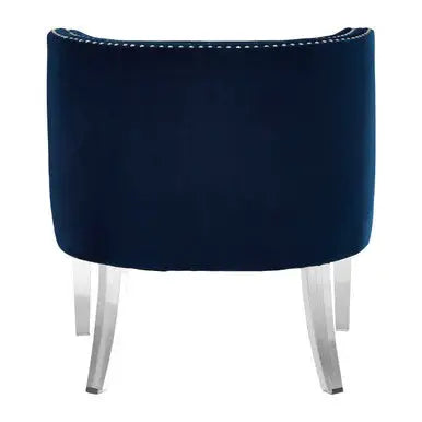 Navy Blue Velvet Chair with Acrylic Legs | Clarence