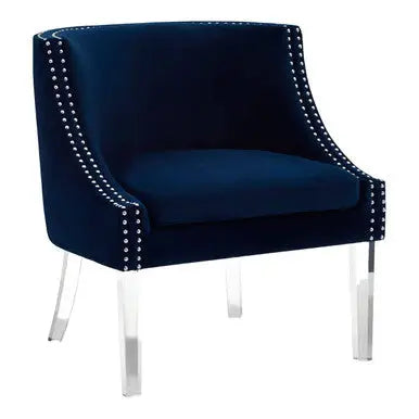 Navy Blue Velvet Chair with Acrylic Legs | Clarence