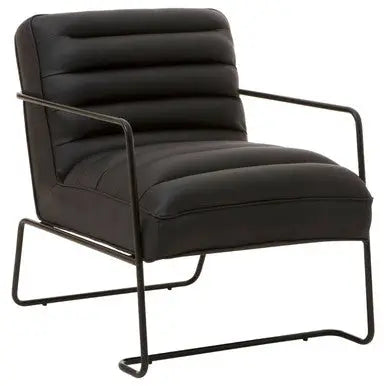 New Foundry Black Leather Effect Chair