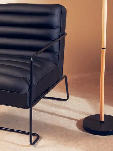New Foundry Black Leather Effect Chair