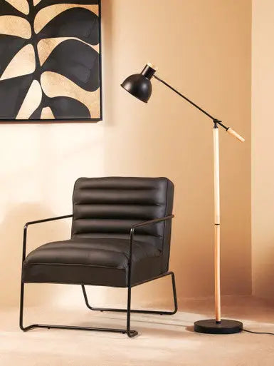 New Foundry Black Leather Effect Chair