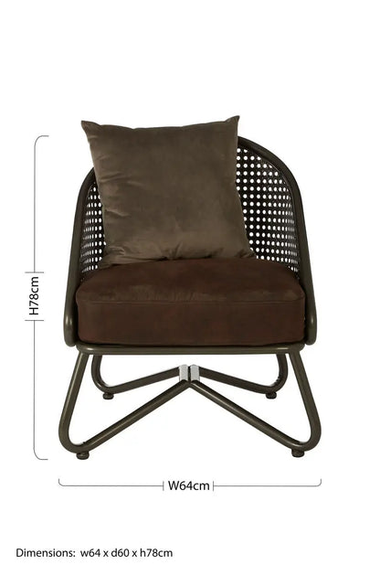 New Foundry Brown Leather Effect Chair with Metal Frame