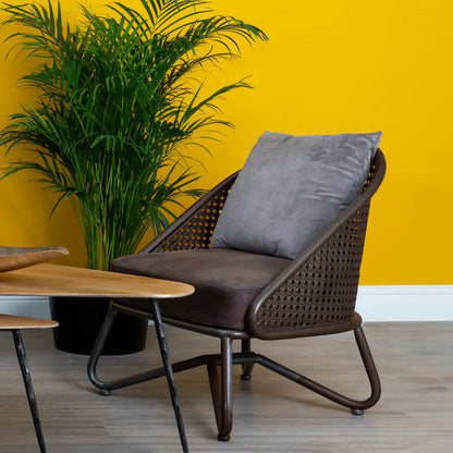 New Foundry Brown Leather Effect Chair with Metal Frame