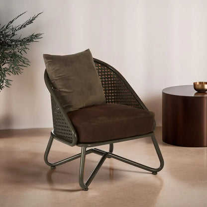 New Foundry Brown Leather Effect Chair with Metal Frame