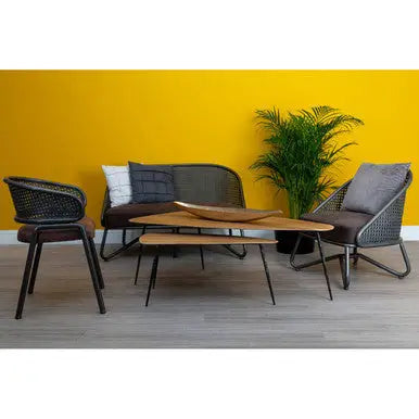 New Foundry Brown Leather Effect Chair with Metal Frame