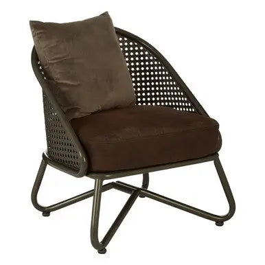 New Foundry Brown Leather Effect Chair with Metal Frame