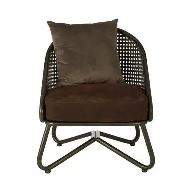 New Foundry Brown Leather Effect Chair with Metal Frame