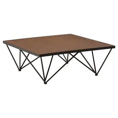 New Foundry Natural Wood and Black Metal Square Coffee Table