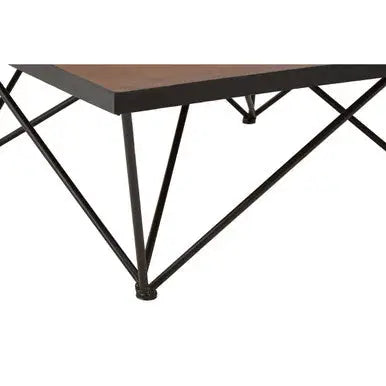 New Foundry Natural Wood and Black Metal Square Coffee Table