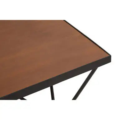 New Foundry Natural Wood and Black Metal Square Coffee Table