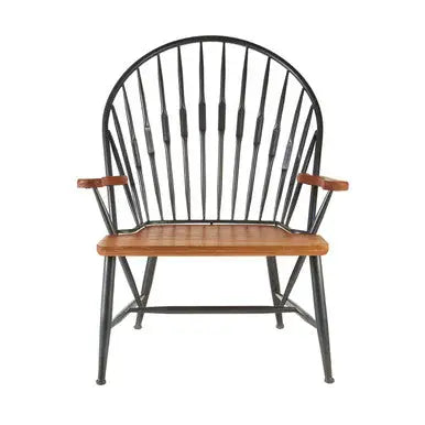 New Foundry Walnut Wood And Metal Armchair