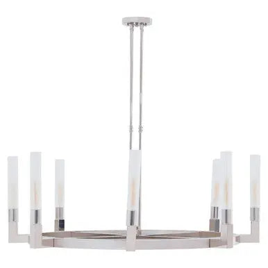 Nickel Finish 8 Bulb Round Statement Pendant Light | Alexis