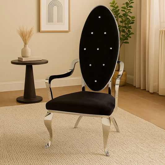 Novara Black Velvet Baroque Chair