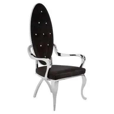 Novara Silver Velvet Chair with Button Tufting
