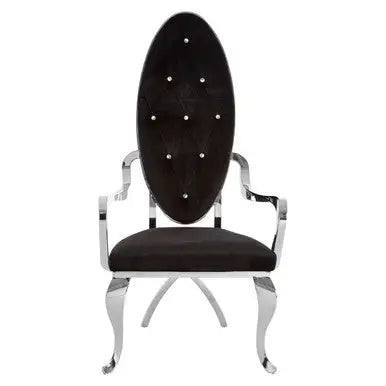 Novara Silver Velvet Chair with Button Tufting