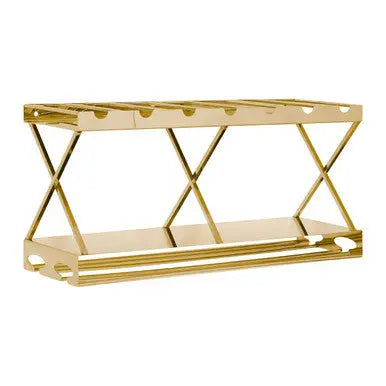 Novo 2 Tier 7 Bottle Gold Finish Wine Rack
