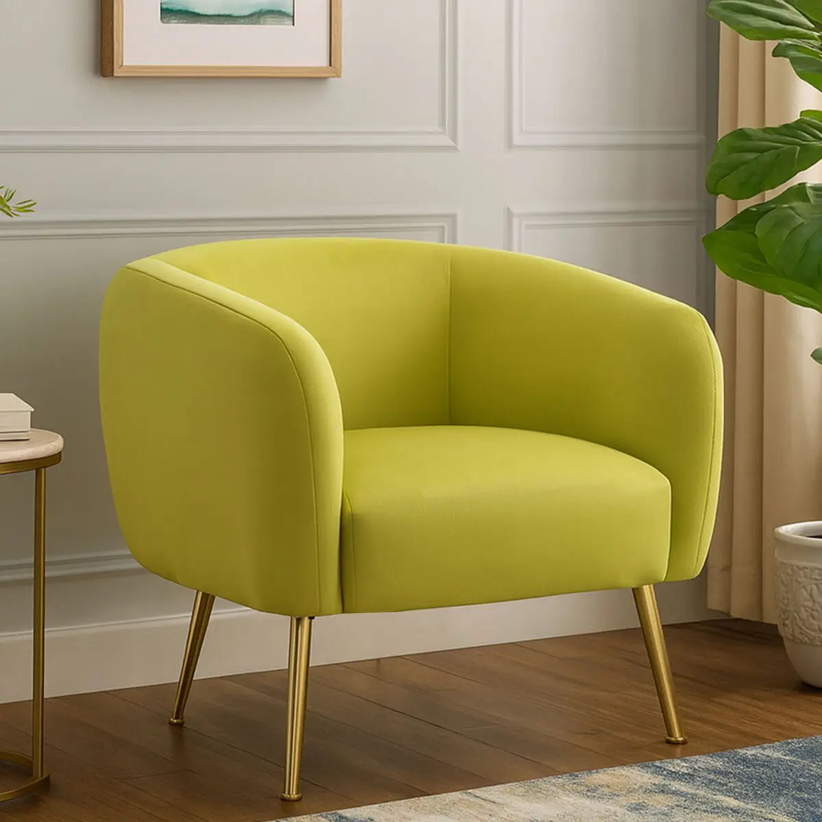 Olive Velvet Armchair | Yasmeen