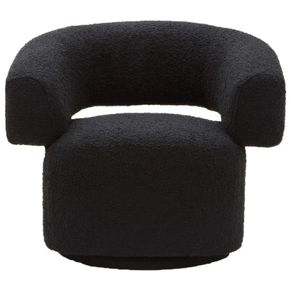 Oliveto Black Boucle Curved Swivel Armchair