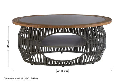 Opus Grey Woven Rope and Stone Coffee Table