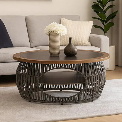 Opus Grey Woven Rope and Stone Coffee Table