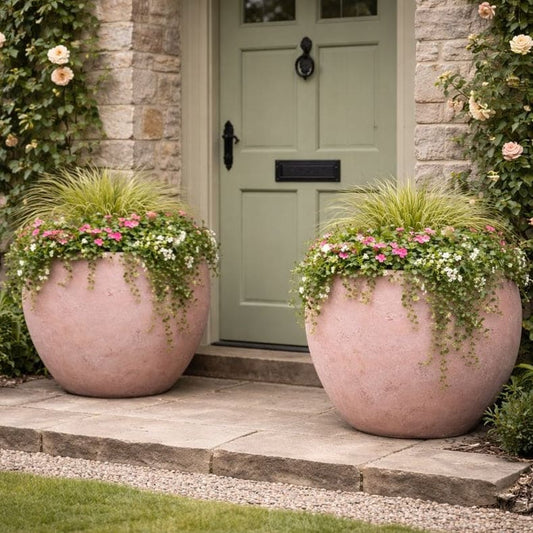 Orbello | Blushstone – 70cm Extra Large Concrete Sphere Planter – 207L Round Plant Pot - Pots & Plants