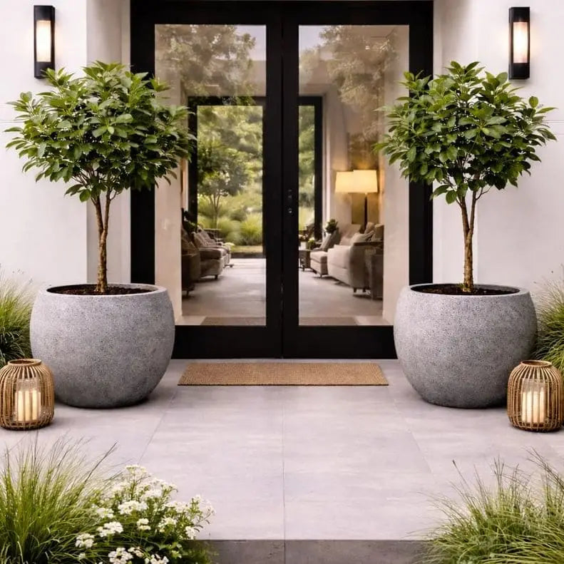 Orbello | Onyx Dusk – 70cm Extra Large Concrete Sphere Planter – 207L Round Plant Pot