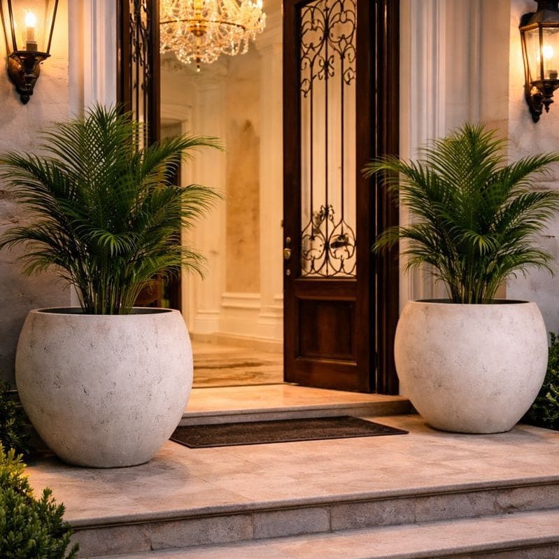 Orbello | Truffle – 70cm Extra Large Concrete Sphere Planter – 207L Round Plant Pot - Pots & Plants