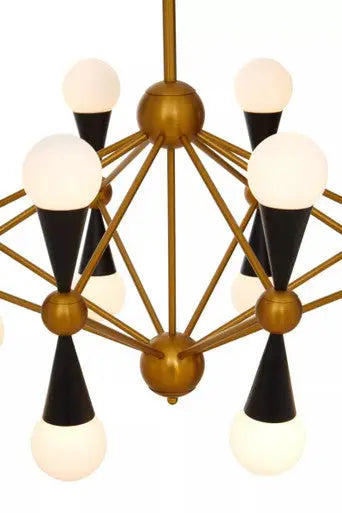 Orko Brass And Black 16 Bulb Statement Pendant Light