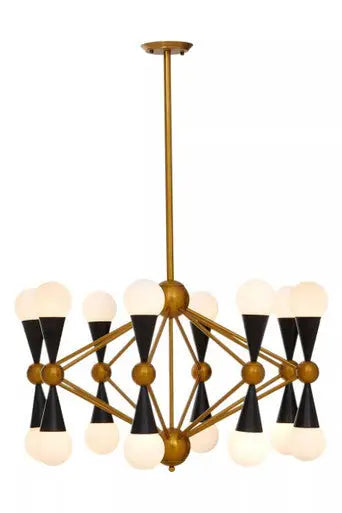 Orko Brass And Black 16 Bulb Statement Pendant Light