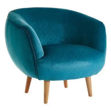 Oscar Teal Fabric Lounge Chair with Curved Back