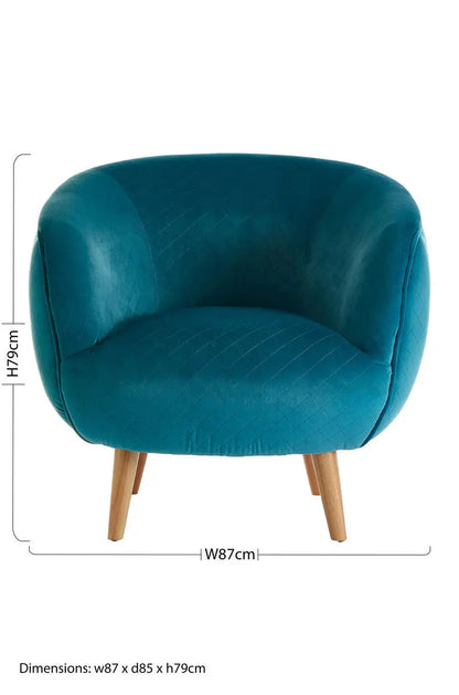 Oscar Teal Fabric Lounge Chair with Curved Back