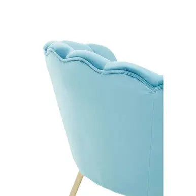 Ovala Aqua Blue Velvet Chair with Scalloped Back