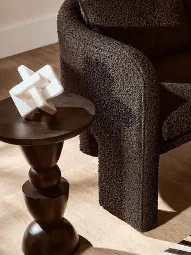 Ozzero Black Boucle Curved Armchair