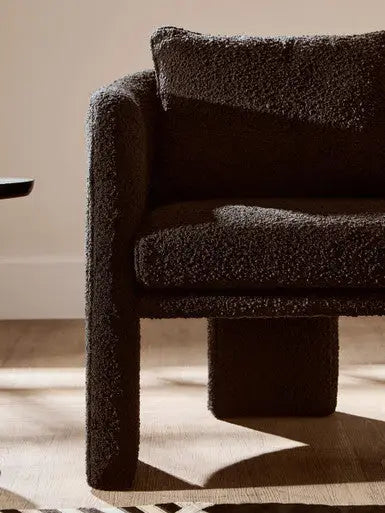 Ozzero Black Boucle Curved Armchair with Matching Cushion