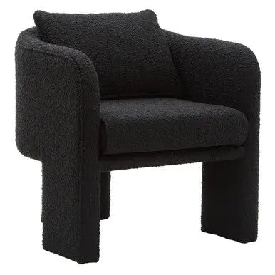 Ozzero Black Boucle Curved Armchair with Matching Cushion