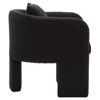 Ozzero Black Boucle Curved Armchair with Matching Cushion