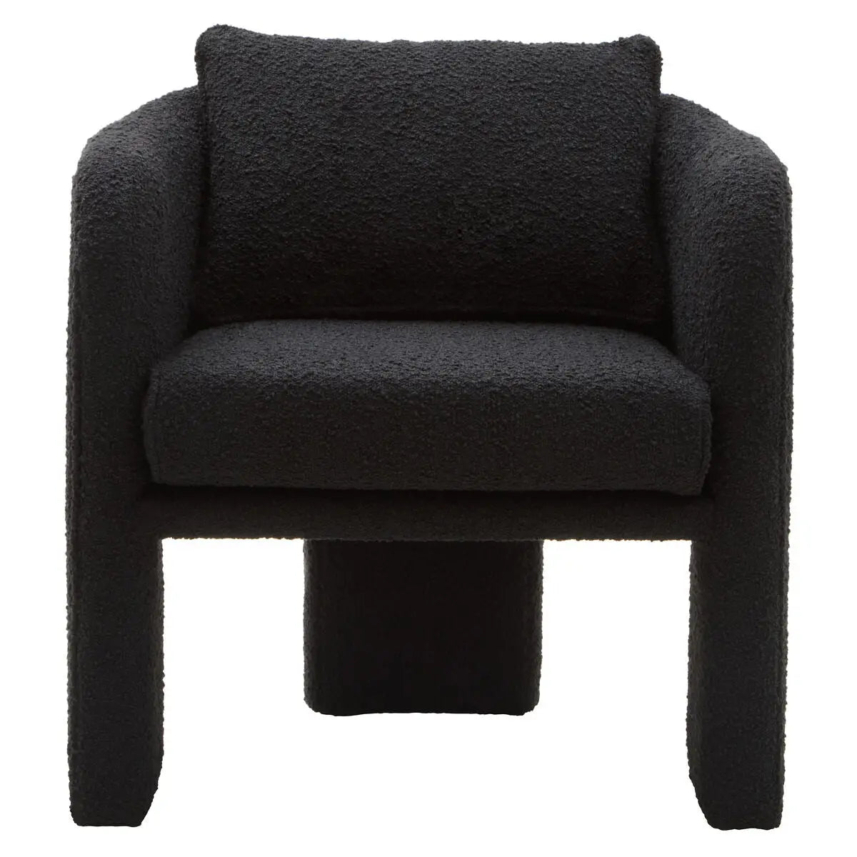 Ozzero Black Boucle Curved Armchair with Matching Cushion